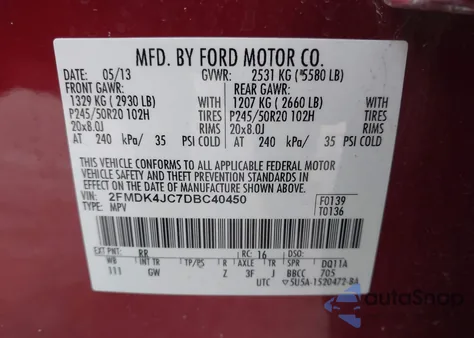 2013 Ford Edge Sel z USA, uszkodzony, nr VIN 2FMDK4JC7DBC40450